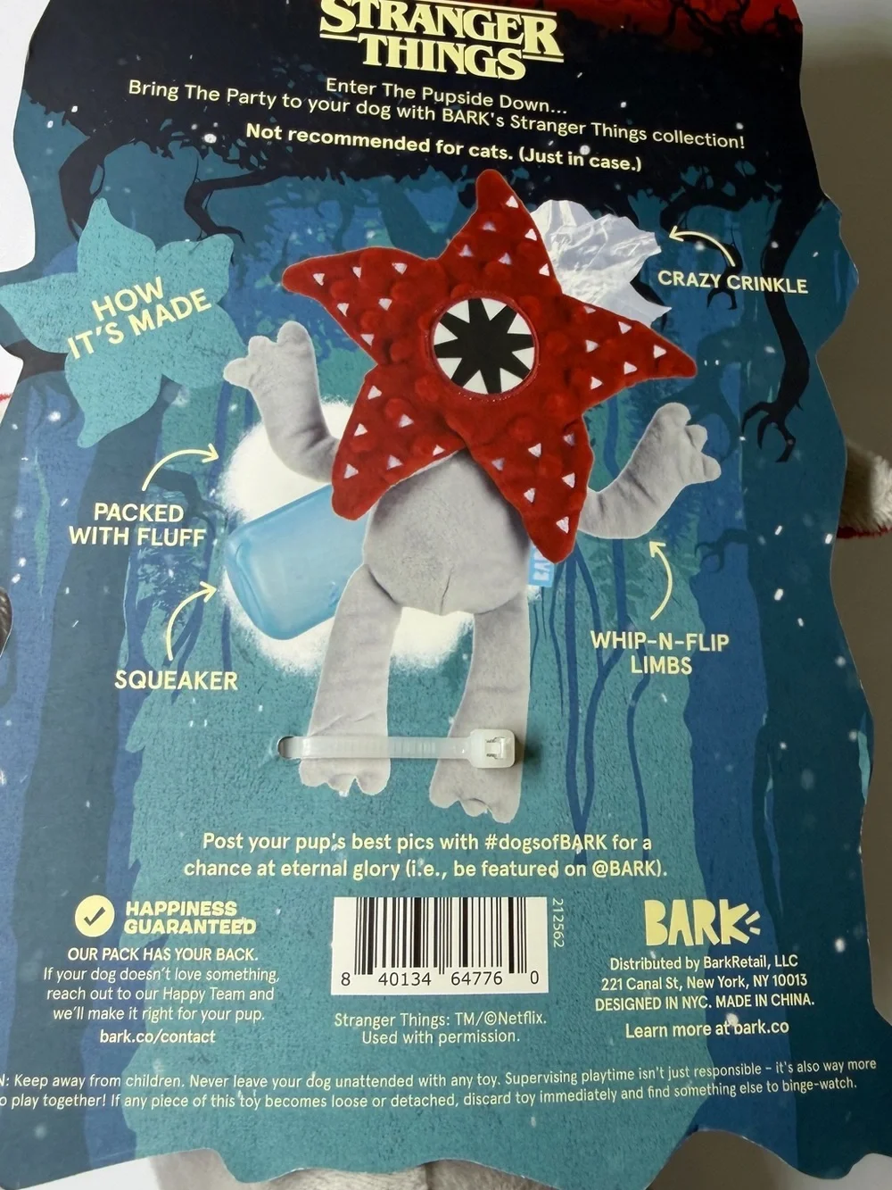 BARK Stranger Things Demogorgon Red Monster Plush Squeak Dog Toy - NWT